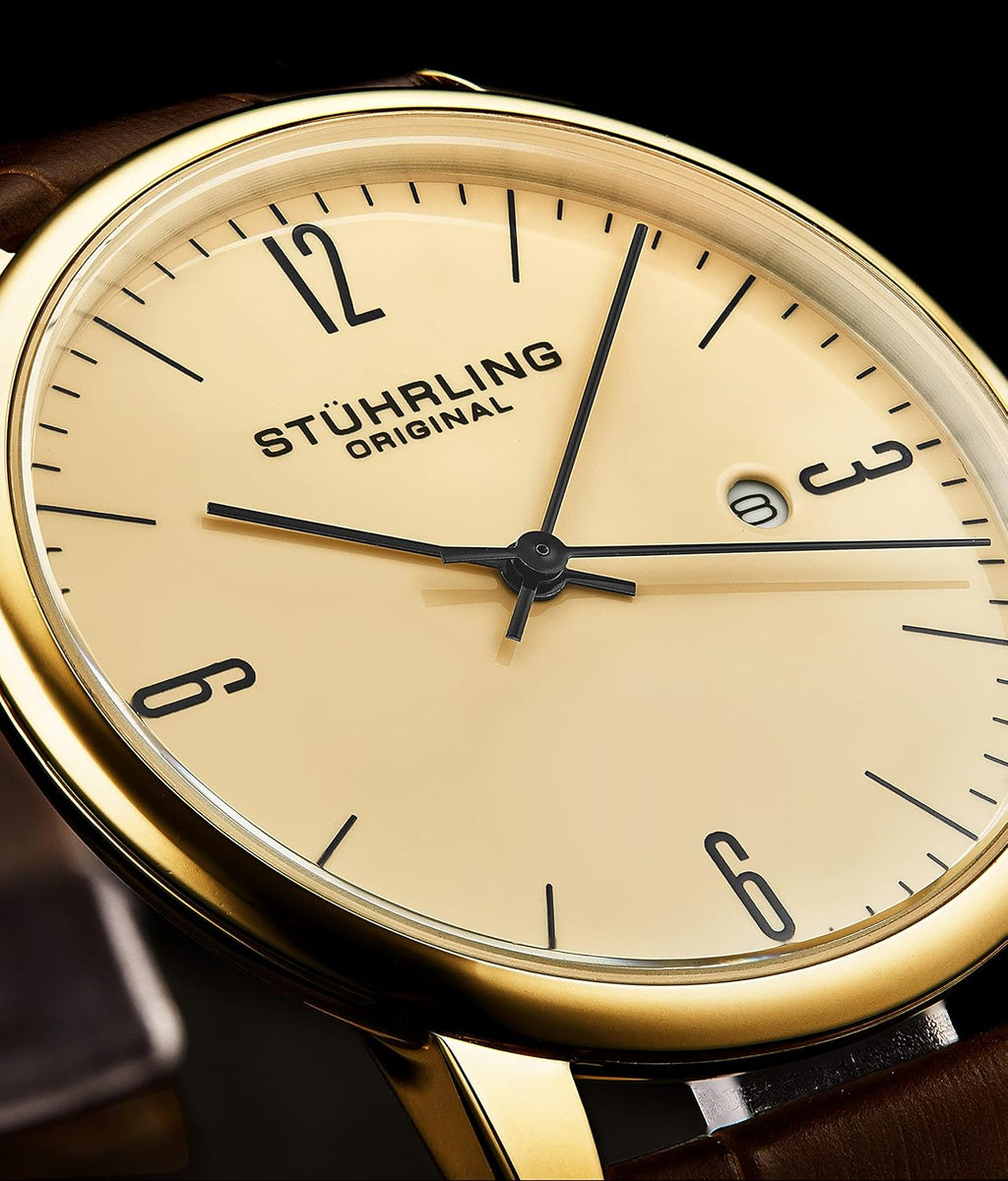 Mens Watch with Calfskin Leather Strap and Date H16079