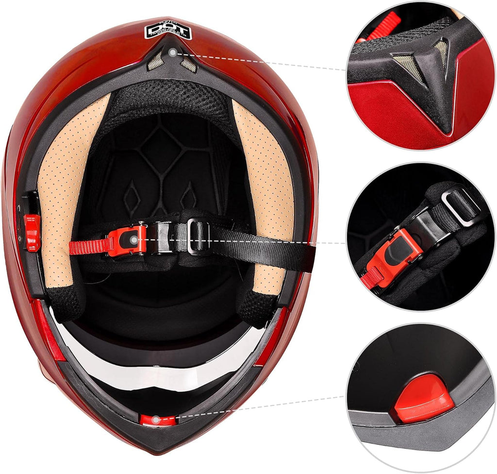 Full Face Bluetooth Motorcycle Helmet Flip Up Modular Helmet Dual Visors R95868