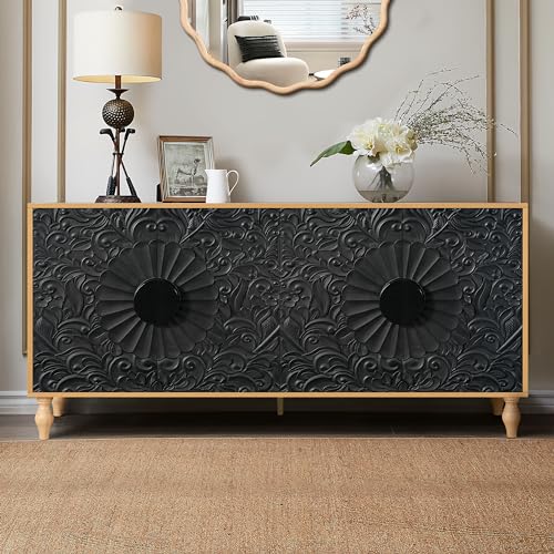 Black+White Wood Sideboard Buffet Cabinet with Storage S627