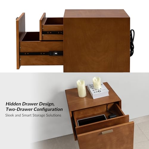 Acorn Wood Nightstand with USB Ports M1882