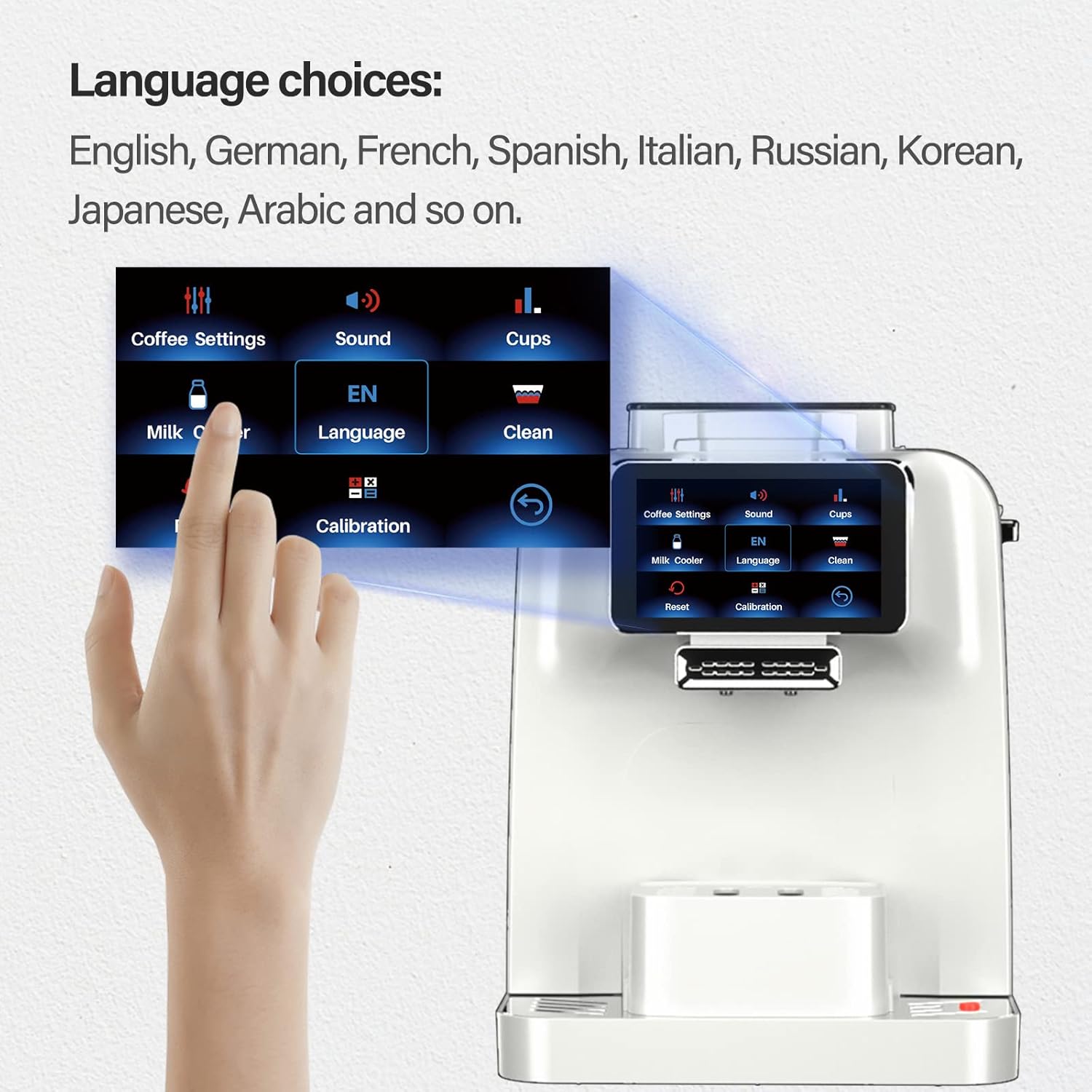 Super Automatic Espresso Coffee Machine with Milk Jug, Built-in Small Refrigerator, Controlled by WIFI Connection (White) C837