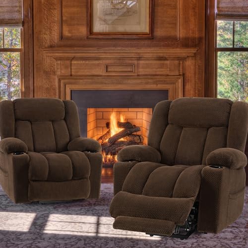 Large Power Lift Recliner with Heat and Massage, Dark Brown F50088