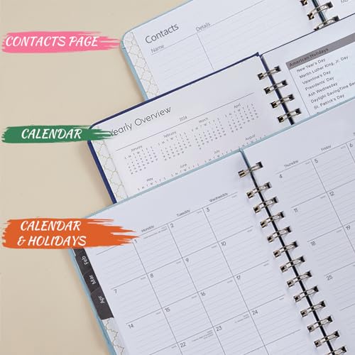2024 Spiral Bound Weekly and Monthly Planner 6.4"x8.5" Jan 2024-Dec 2024 with Tabs Brown D345676
