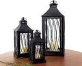 Set of 3 Metal & Glass Lantern G774