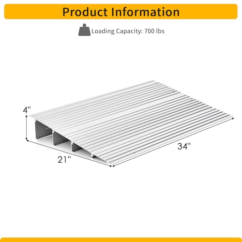 3" Rise Aluminum Door Threshold Ramp with Non-slip Surface W1069