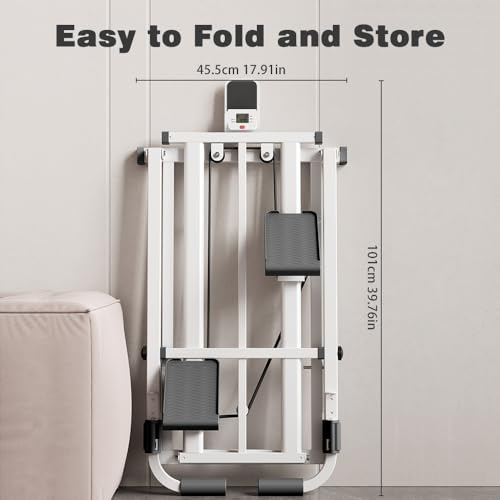 Compact Adjustable Stair Stepper Machine with Handles White X438
