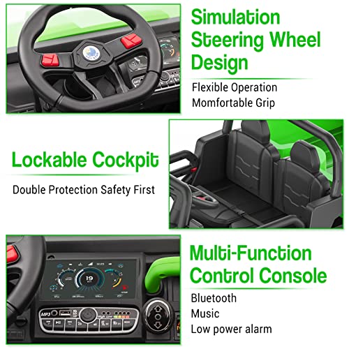 Ride On Dump Truck with Remote Control Electric UTV Vehicles with Electric Dump Bed, 4WD 6 Wheels Ride On Toys E7580