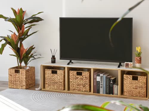 Natural Medium 4 Pack Wicker Storage Cubes with Liners H7631