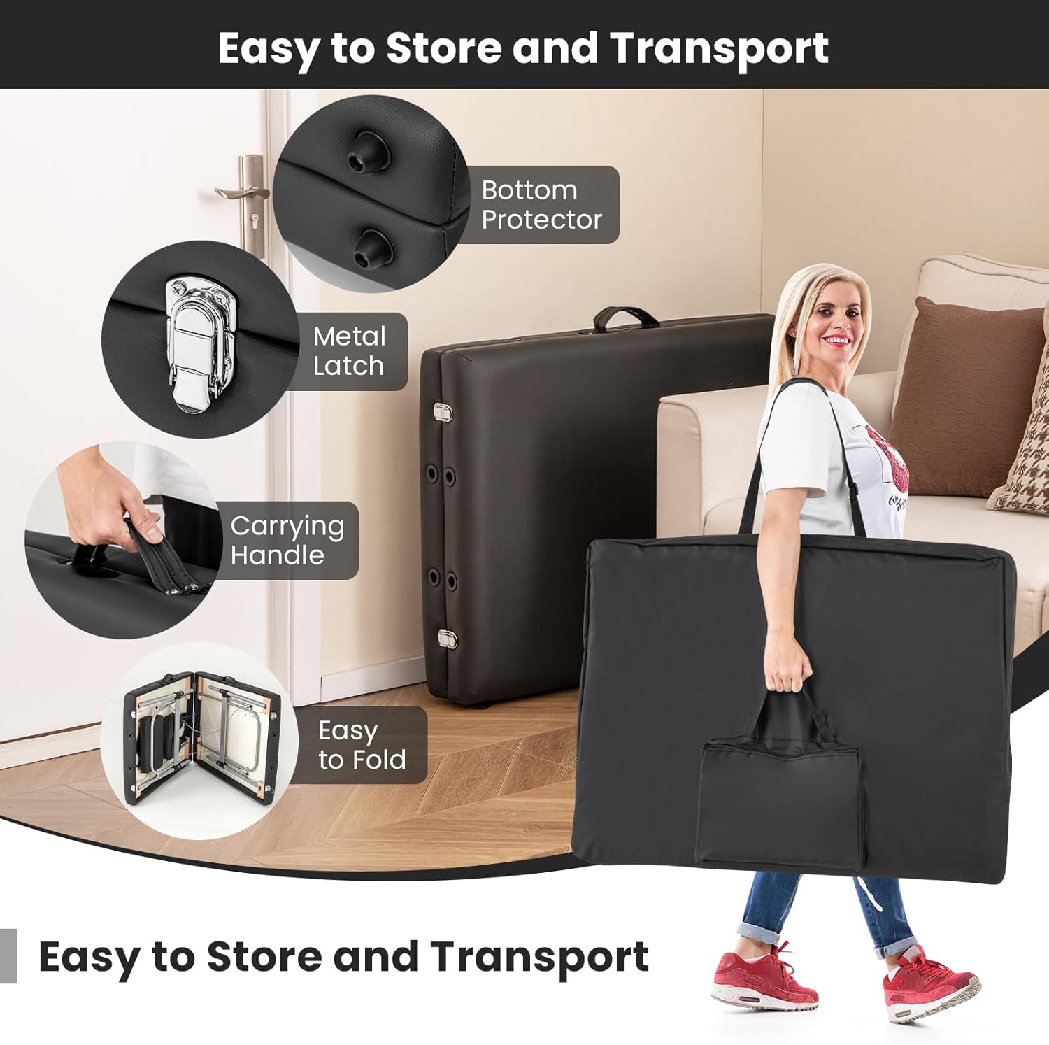 Black Portable Massage Table with Carrying Bag X731