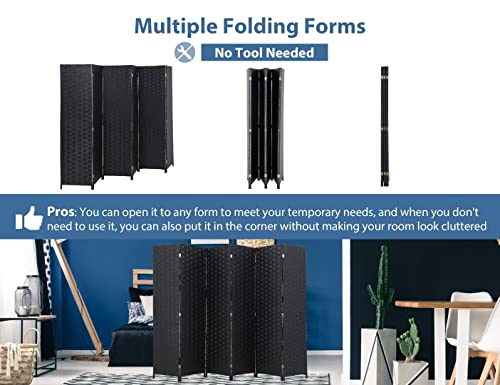 6 Panel Wood Mesh Woven Room Divider C24696