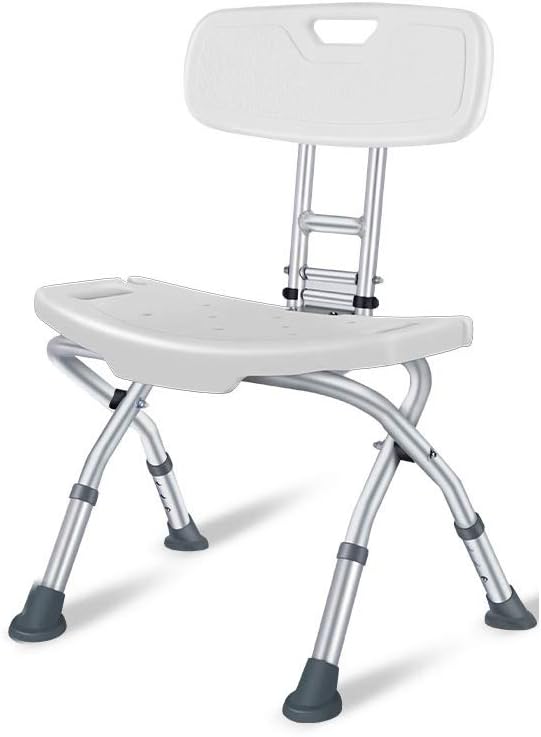 Folding Bath Stool with Back Anti-Slip Rubber Feet Y2742