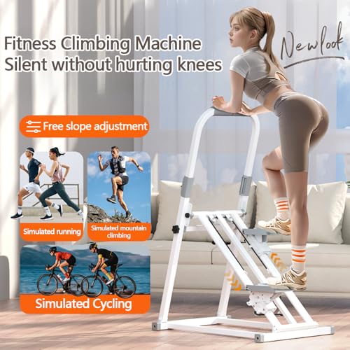 Compact Adjustable Stair Stepper Machine with Handles White X438