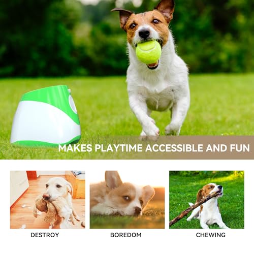 Automatic Dog Ball Thrower Launcher with 12 PCS Tennis Balls, Green K4216