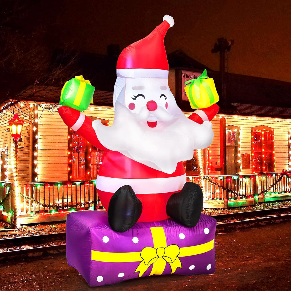 6 Ft Inflatable Santa Claus with Gift Boxes F475