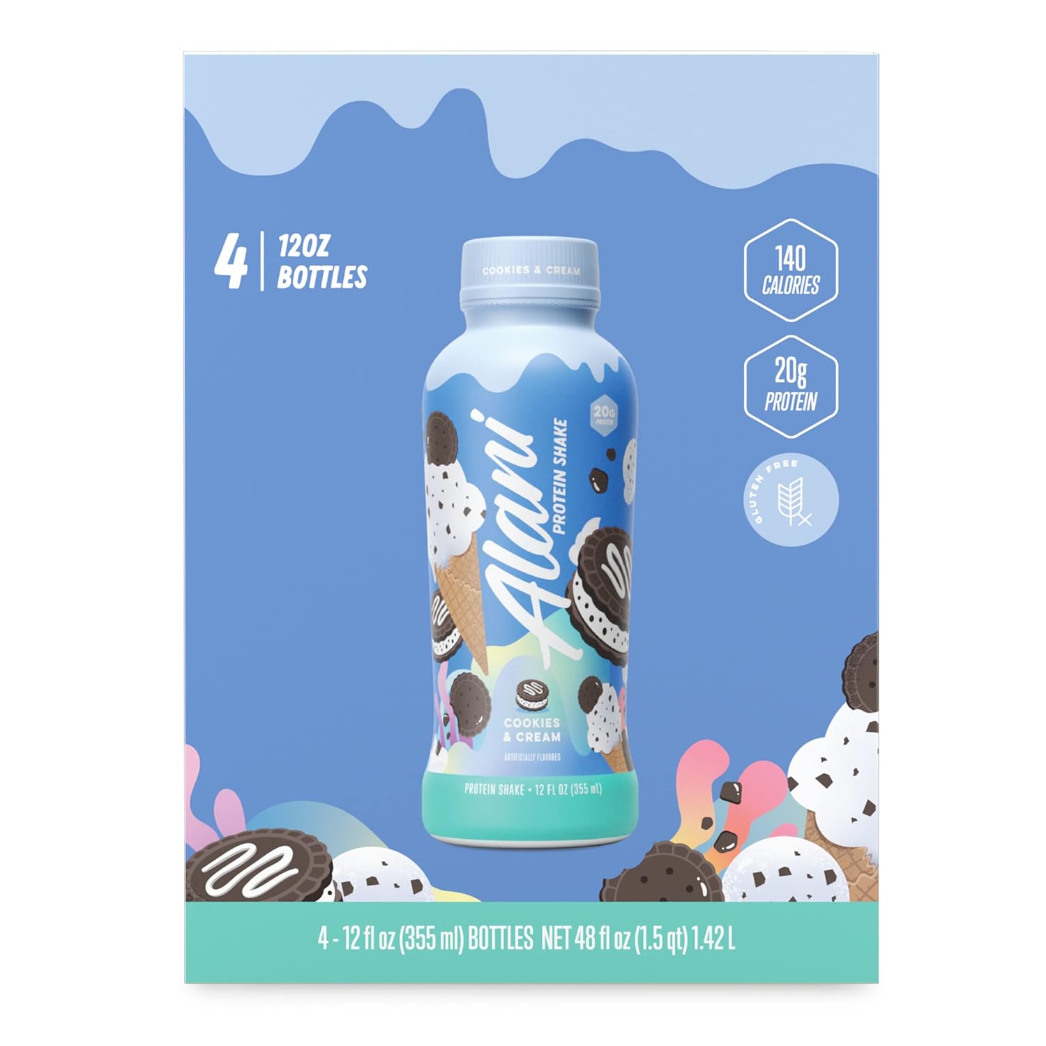 Cookies & Cream Protein Shake, 4 Pack, 12 Fl Oz I811852