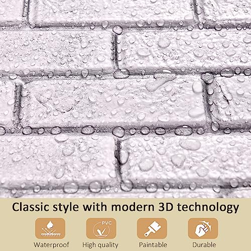 10Pcs 3D Wall Panels Peel and Stick PVC Faux Stone Backsplash E9054