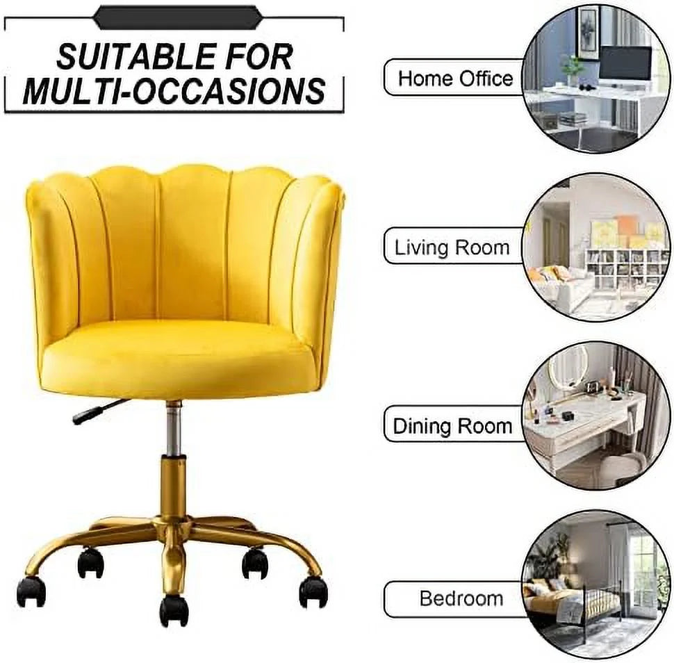 Velvet Desk Chair with Gold Base H194