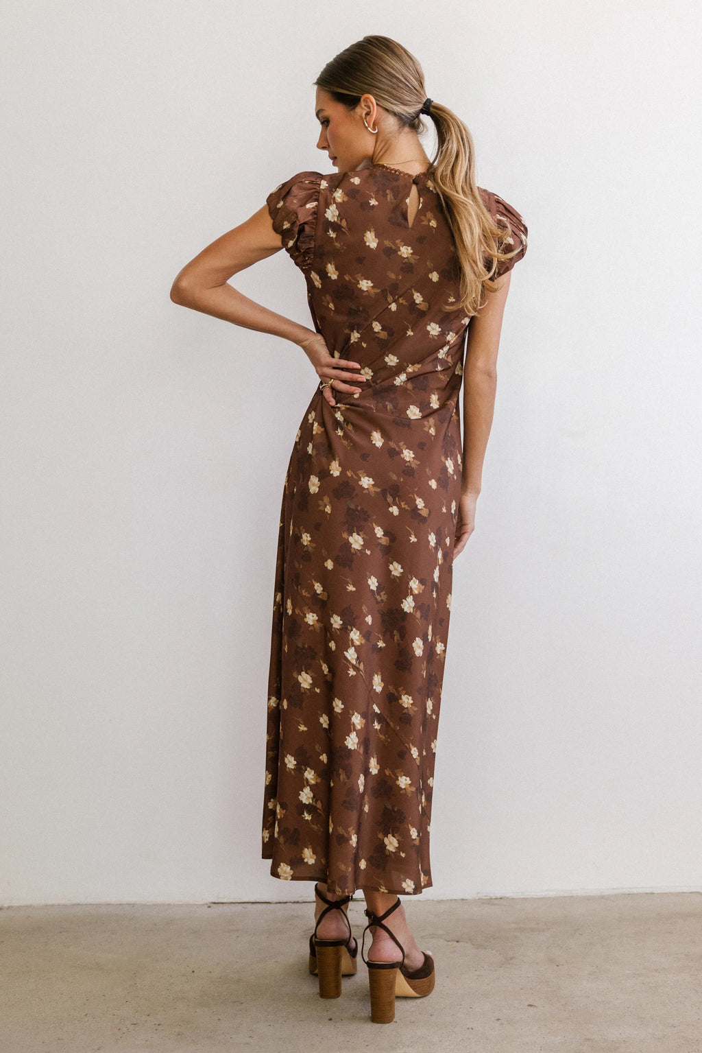 Brown Floral Maxi Dress R592