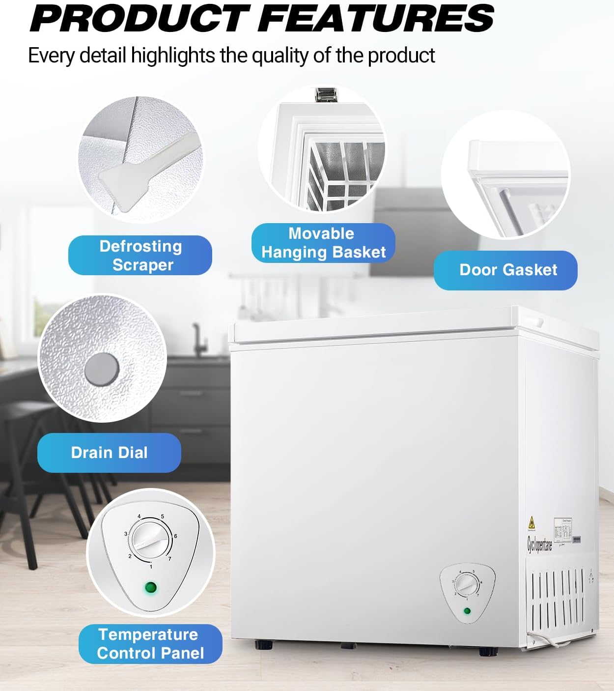 White 9.0 cu.ft Chest Freezer with Removable Basket Z4736