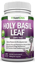 120 Vegan Capsules Holy Basil Leaf Extract 500mg 2.5% Ursolic Acid J69176