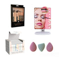 Pursonic Complete Beauty Set: Makeup Brushes, Facial Towels, LED Mirror & Blender Sponges