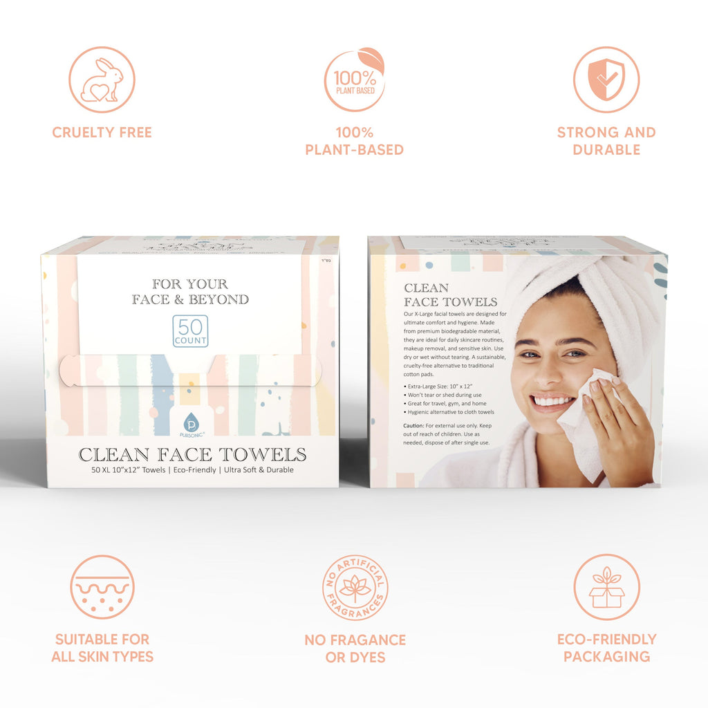 100 XL Clean Facial Towels – Biodegradable, Ultra-Soft & Safe for Sensitive Skin