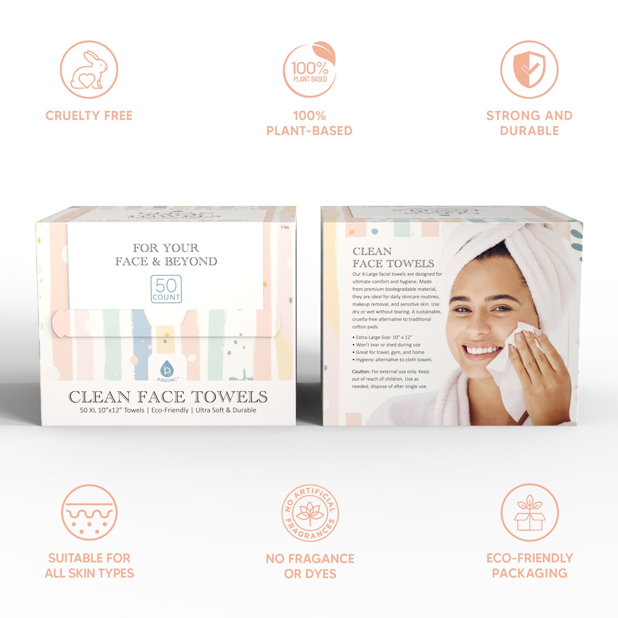 Pursonic Radiant Skin Essentials Bundle: 7-in-1 LED Light Therapy Device, Clean Facial Towels & Vitamin C Serum