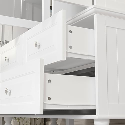 White 3 Door Wardrobe with Mirror and 5 Drawers R526953