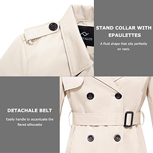 Women's Long Double Breasted Water Resistant Trench Coat with Belt S499515