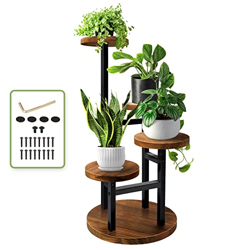 5 Tier Metal Wood Plant Stand S34975