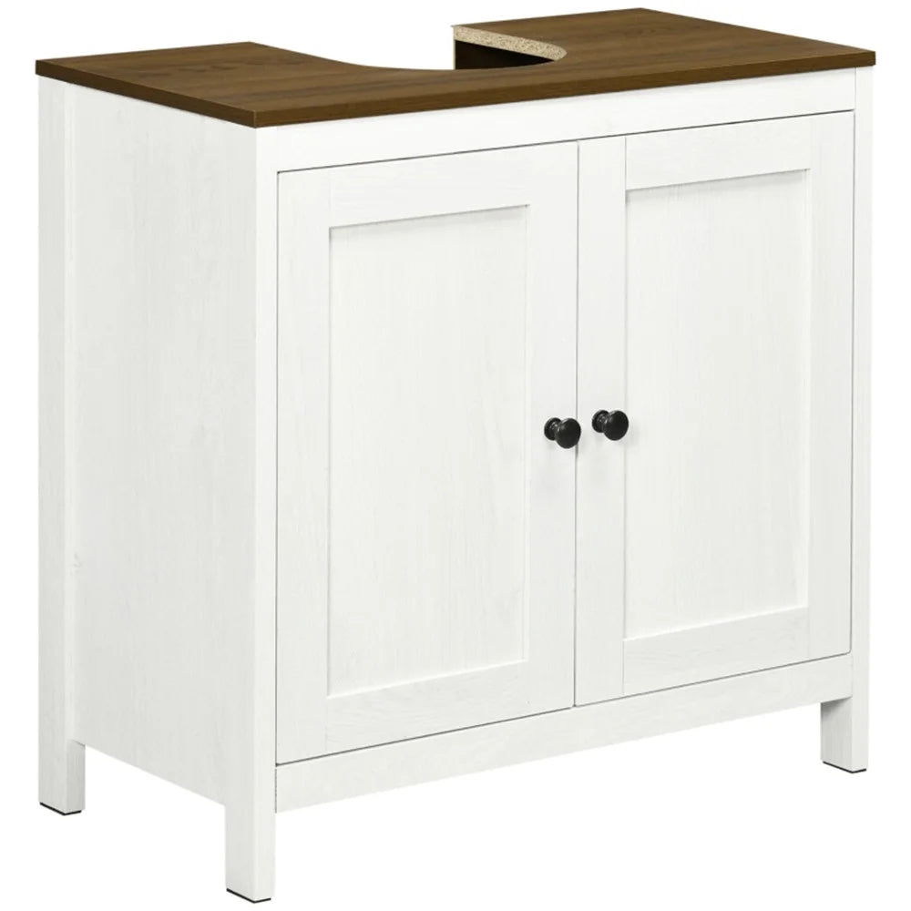 Antique White Walnut Under Sink Cabinet with Double Doors Y973