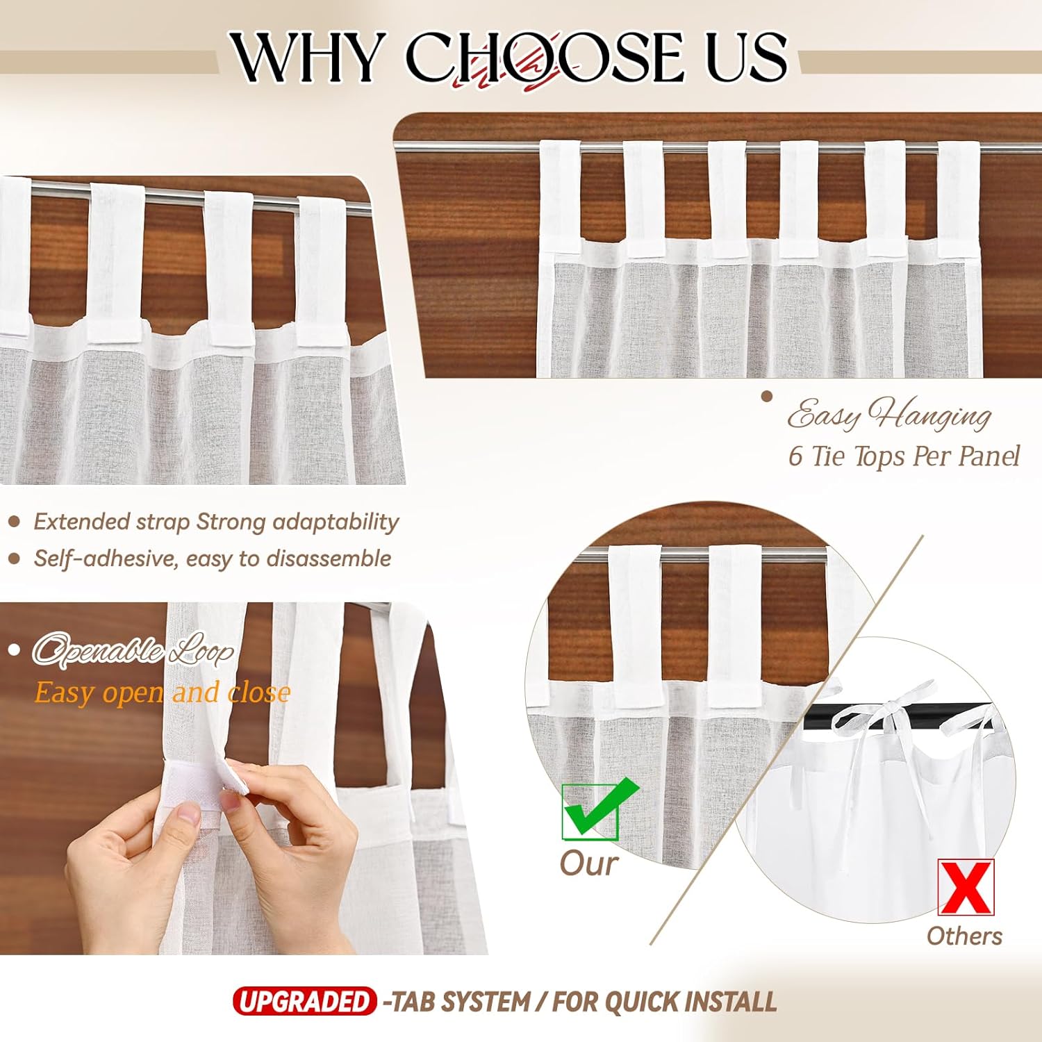 8 Panels White Sheer Canopy Curtains (42"x74") Z4851