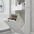 Compact Laundry Sorter Cabinet with Tilt-Out Basket Drawer White G8270