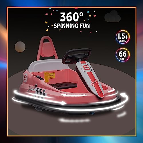 6V Electric Ride On Bumper Car for Toddlers, Bright-Pink Y90780