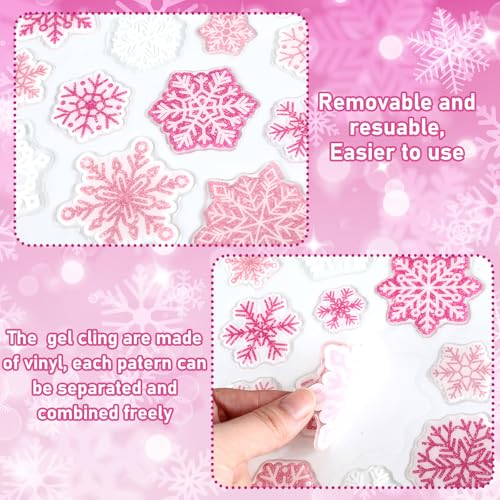 45 Pcs Christmas Snowflake Window Gel Clings N946542