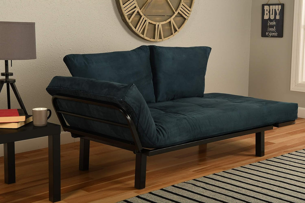 Black Lounger Frame with Suede Navy Mattress A953923