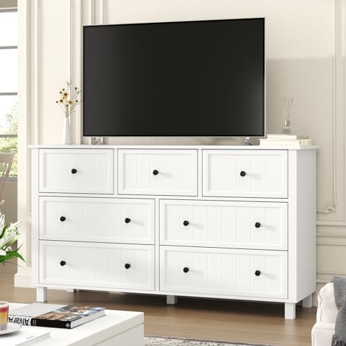 White 7 Drawer Dresser J1166