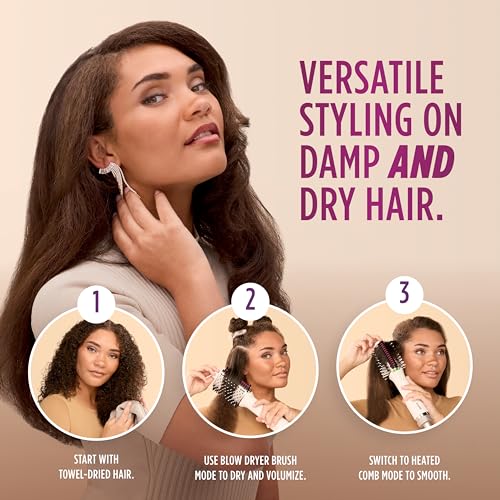 SmoothStyle Heated Comb + Blow Dryer Brush with Heat Resistant Storage Bag J3828