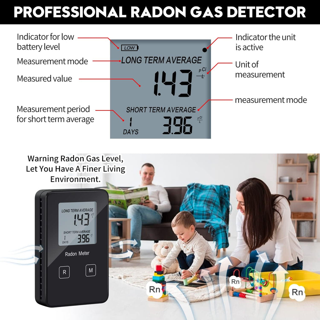 Portable Radon Detector with Rechargeable Battery D429
