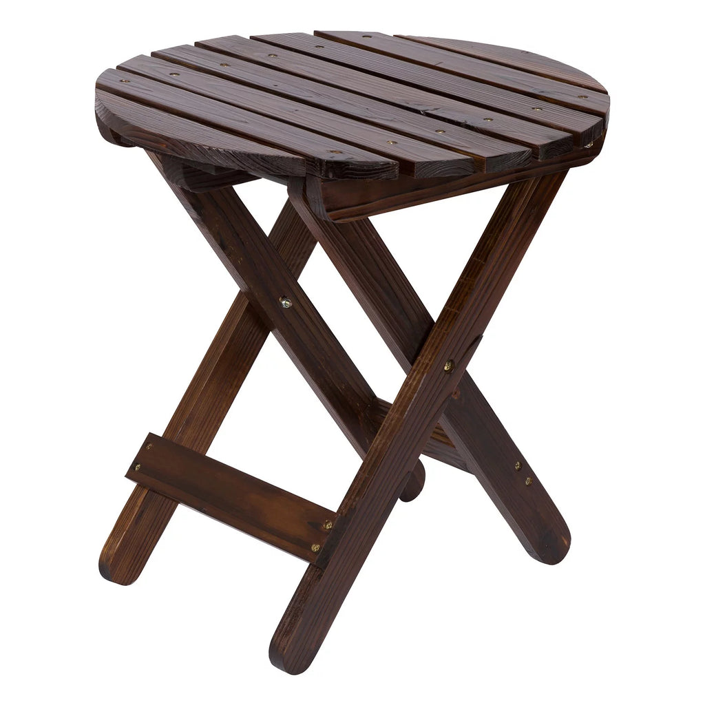 Cedar Wood Round Folding Side Table D15775