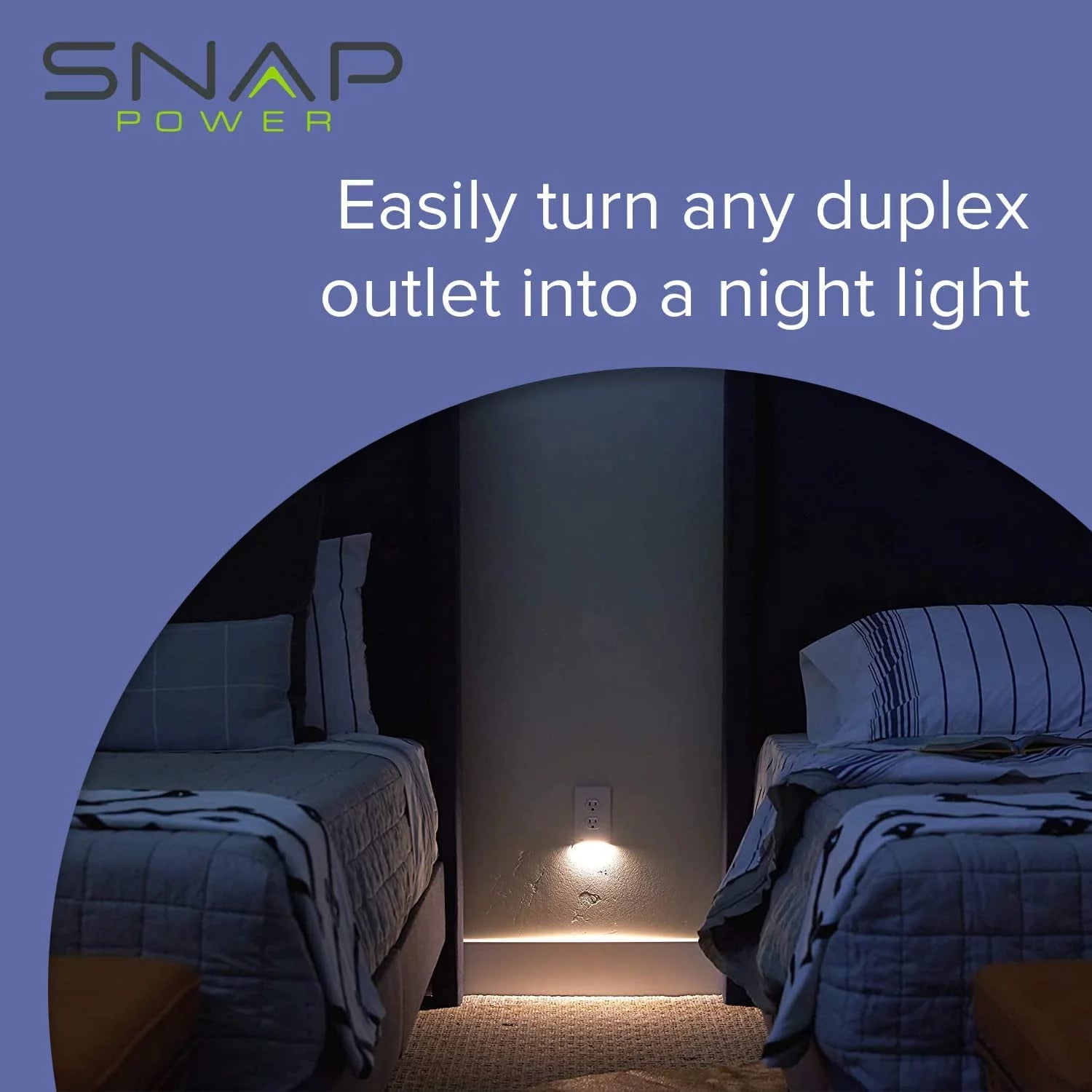 White Duplex LED Night Light Wall Plate Y576243