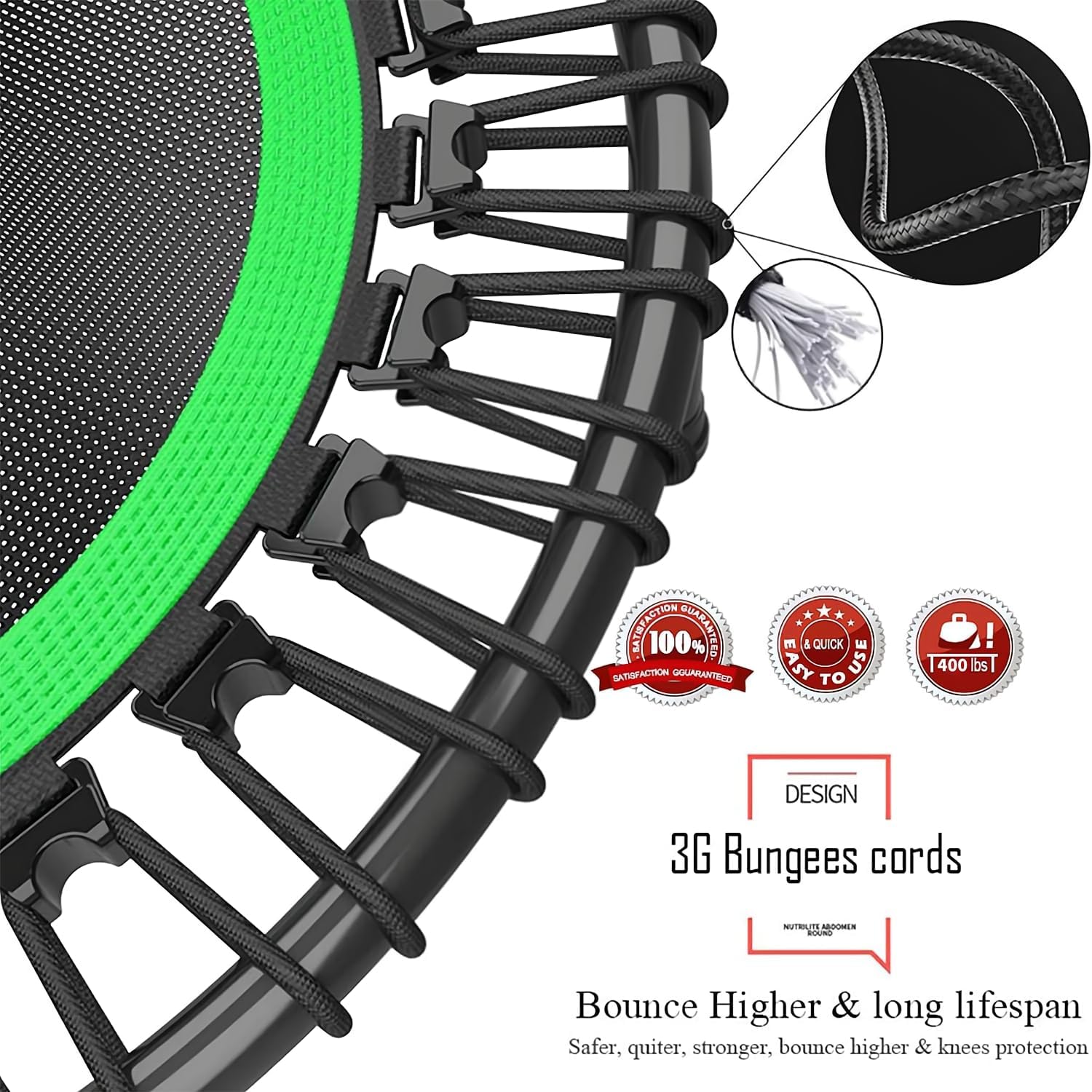 40 Inch Mini Trampoline with Safety Anti-Skid Pads (Light green) Z1376