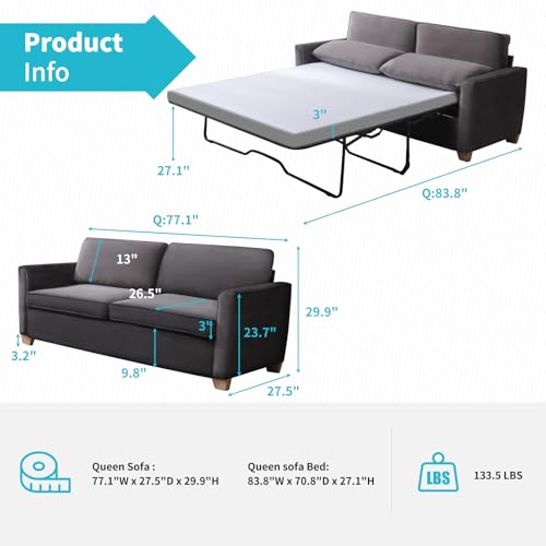 Queen Size Velvet Pull Out Sofa Bed X86812