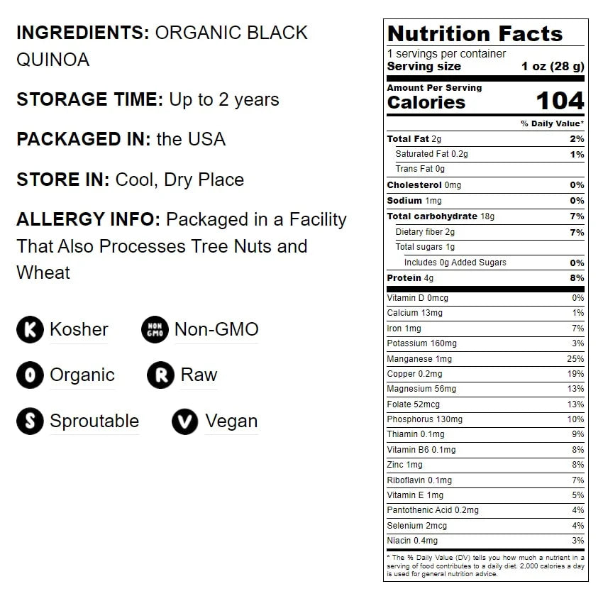 Organic Black Quinoa, 10 Pounds Y66158