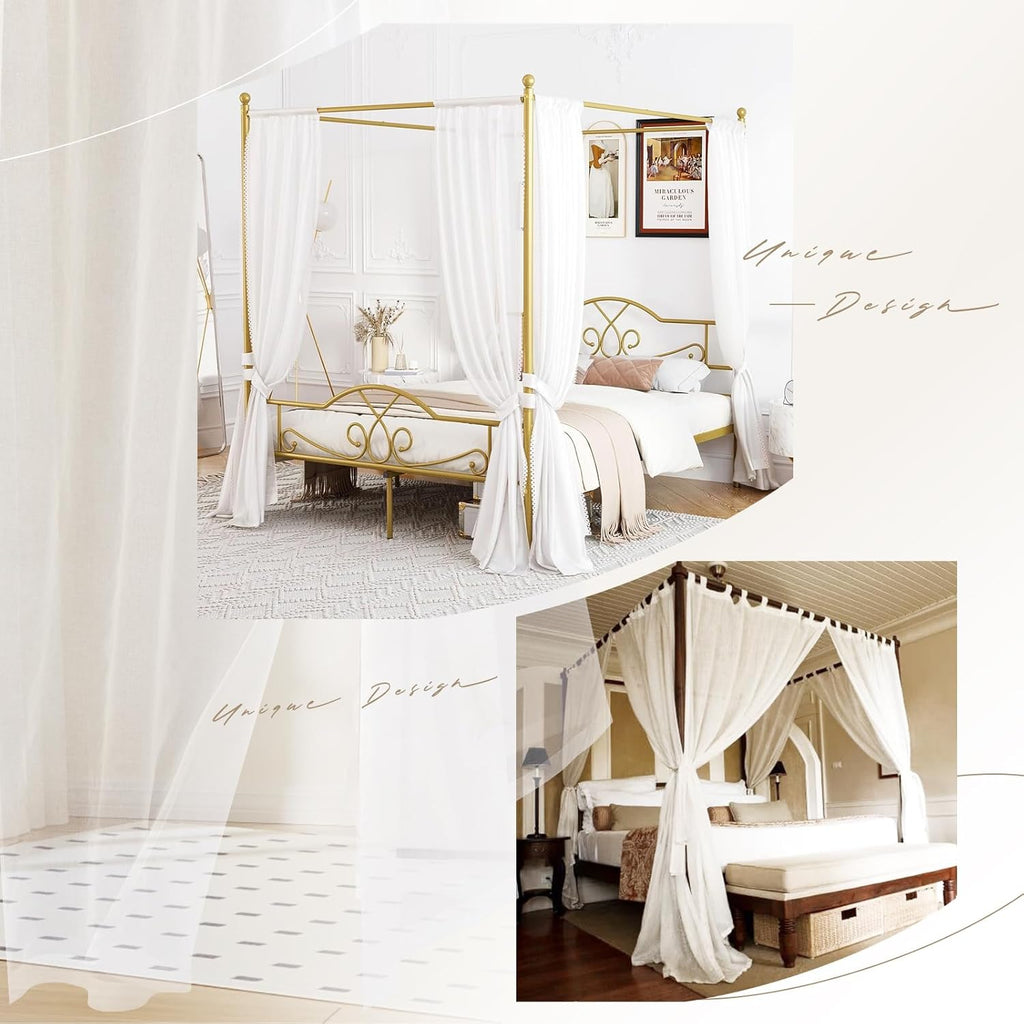 8 Panels White Sheer Canopy Curtains (42"x74") Z4851