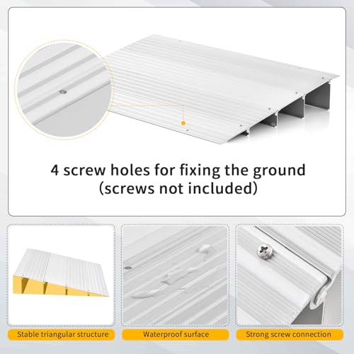 3" Rise Aluminum Door Threshold Ramp with Non-slip Surface W1069