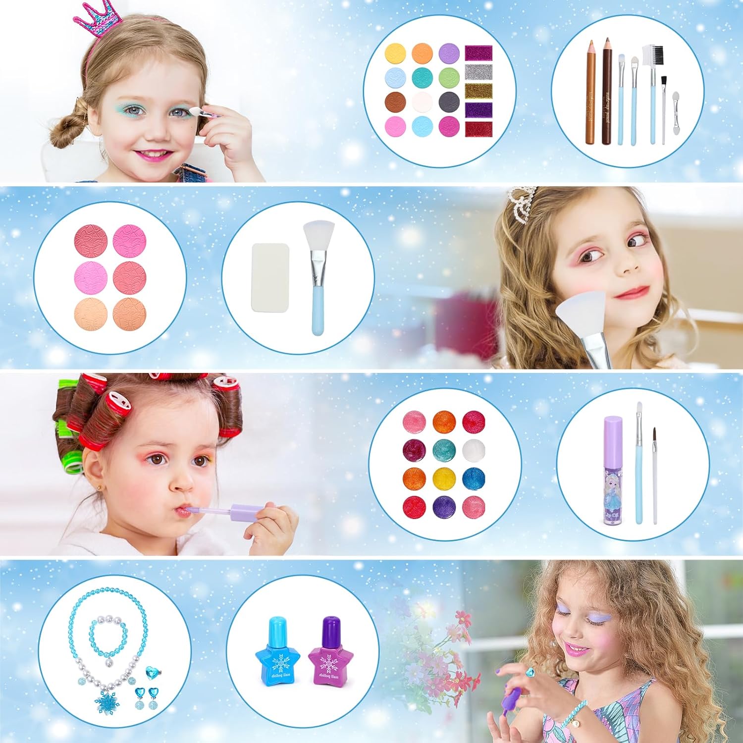60pcs Princess Makeup Vanity Kit with Pretend Play Cosmetics O28081