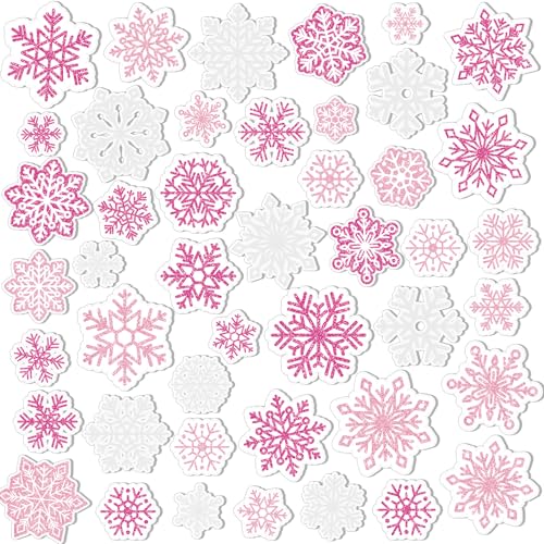 45 Pcs Christmas Snowflake Window Gel Clings N946542