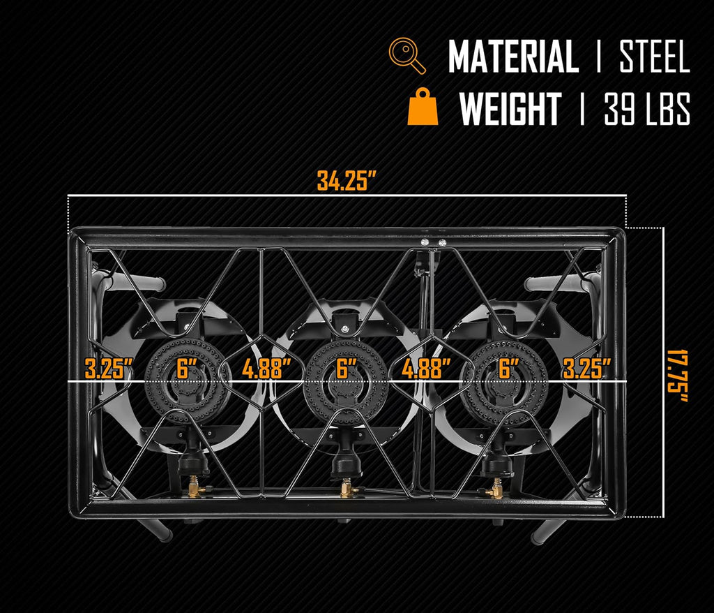 Triple Burner Outdoor Propane Stove Cooker with Regulator P77311