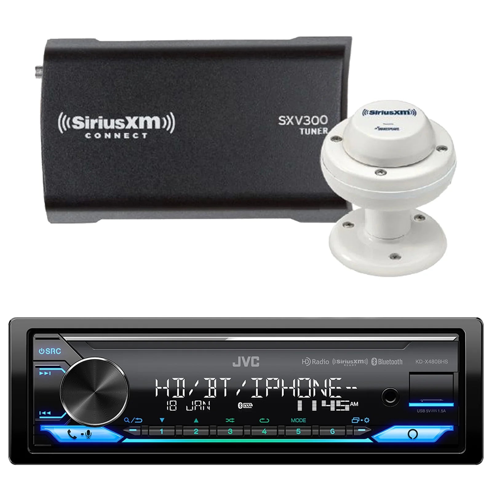 Single DIN Bluetooth Car Audio Receiver with Antenna J90450